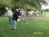 Harry bowling in the Boules competition